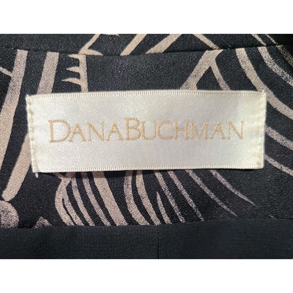 Dana Buchman 100% Silk Black/Cream Leaf Print Blazer Jacket Size 4 Luxury Career - Picture 3 of 10